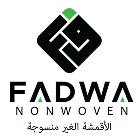 The official corporate logo of Fadwa Non Woven, featuring a minimalist black diamond-shaped emblem with sharp geometric lines and a green accent at the top vertex. Below the emblem, the brand name "FADWA" is printed in a clean, modern sans-serif typeface, followed by the text "NON WOVEN" and its translation in Arabic script.