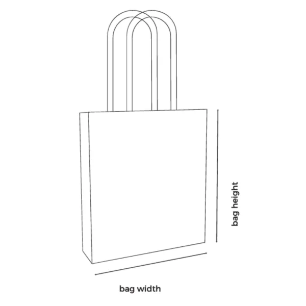 A schematic technical diagram showing the loop handle measurements of a non-woven side gusset shopping bag.